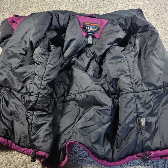 Vintage LL Bean Jacket Womens Large Petite PPurple Insulated Hooded Flaw* - Picture 3 of 7